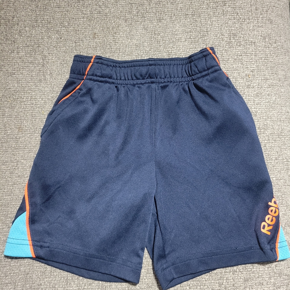 Reebok Navy Blue and Orange Athletic Shorts